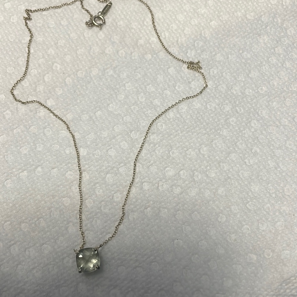 Rare Tiffany & Co Praisolite Sparkler Necklace 16” Sterling Silver